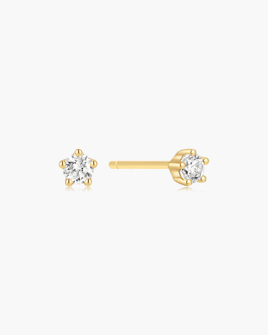 Gold Mini Five-Prong Sparkle Stud Earrings