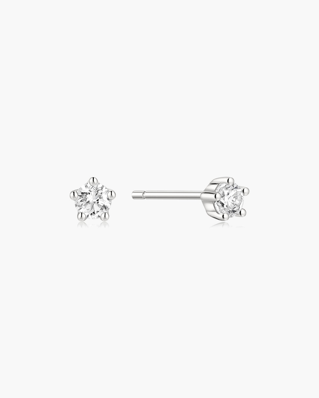 Silver Mini Five-Prong Sparkle Stud Earrings