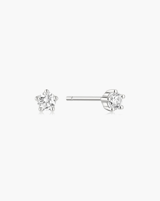 Silver Mini Five-Prong Sparkle Stud Earrings