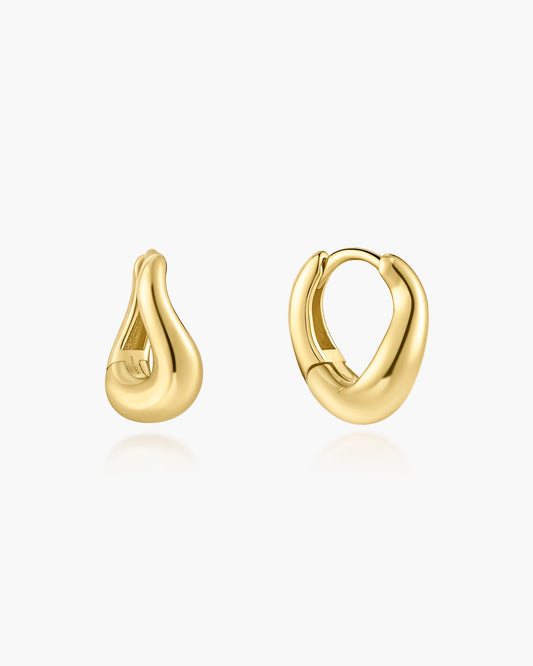 Gold Wave Huggie Hoop Earrings