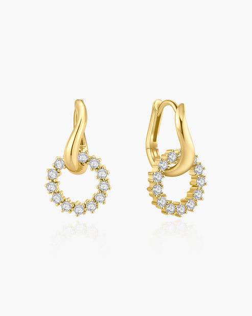 Gold Pavé Interlocked Huggie Hoop Earrings