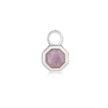 Silver Octagon Gemstone Earring Charm