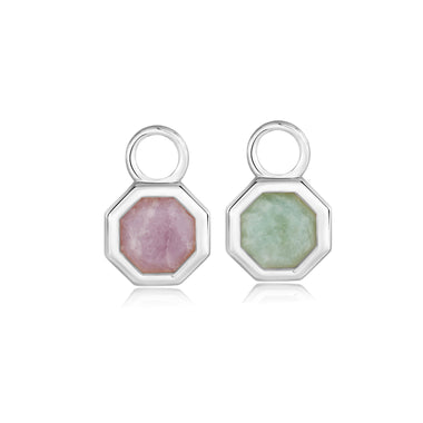 Silver Octagon Gemstone Earring Charm