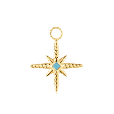 Gold Turquoise and Cubic Ziconia Star Earring Charm