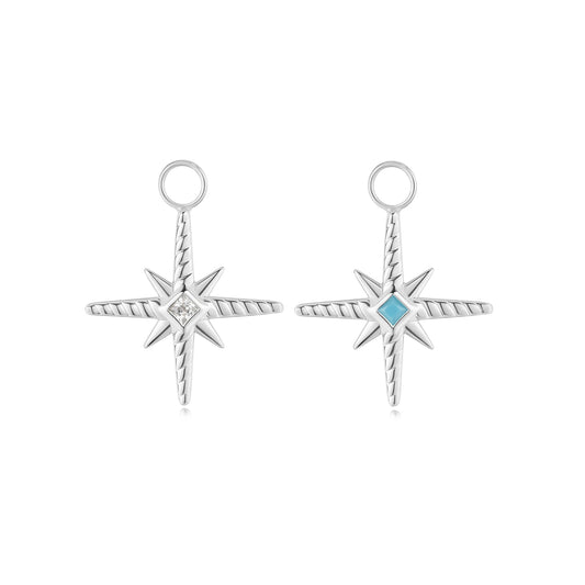 Silver Turquoise and Cubic Ziconia Star Earring Charm