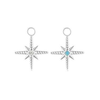 Silver Turquoise and Cubic Ziconia Star Earring Charm