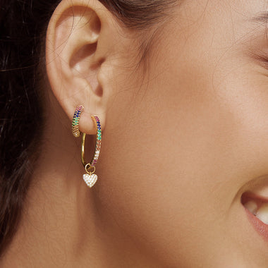 Gold Heart Pavé Earring Charm