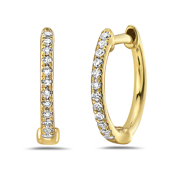 14 Karat Yellow Gold Diamond Hoop Earrings