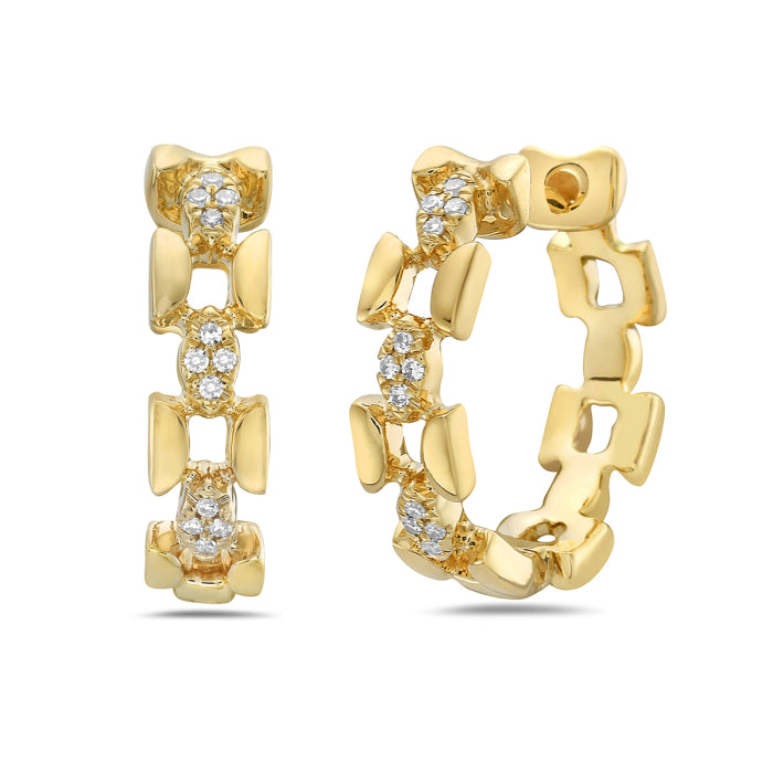 14 Karat Yellow Gold Diamond Earrings