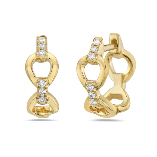 14 Karat Yellow Gold Diamond Huggie Earrings