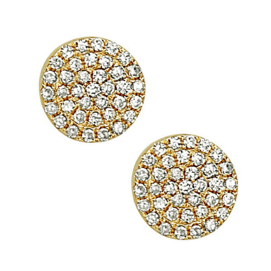 14 Karat Yellow Gold Pavé Diamond Earrings