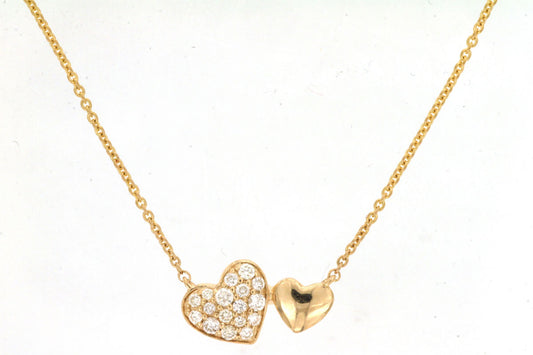 14kt Yellow Gold Diamond Double Heart Necklace