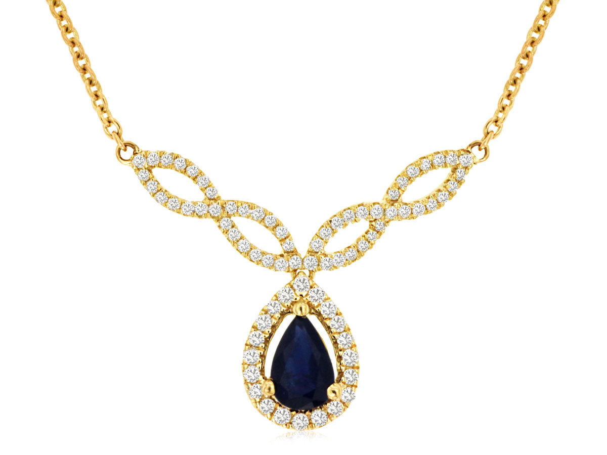 14kt Yellow Gold Sapphire & Diamond Necklace