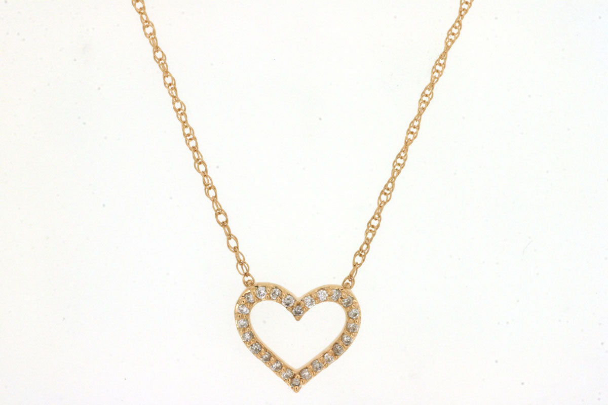 14kt Yellow Gold Diamond Heart Necklace