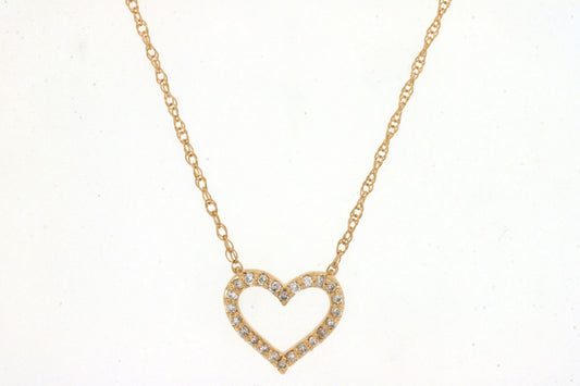 14kt Yellow Gold Diamond Heart Necklace