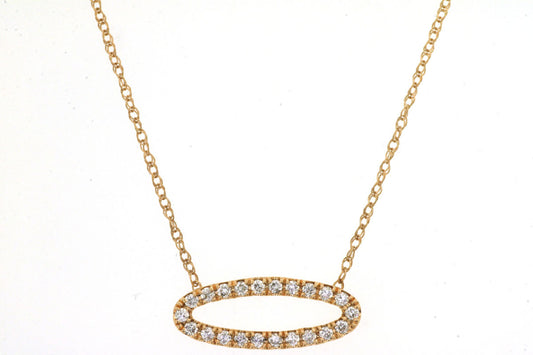 DIAMOND OVAL NECKLACE | 14kt Yellow Gold