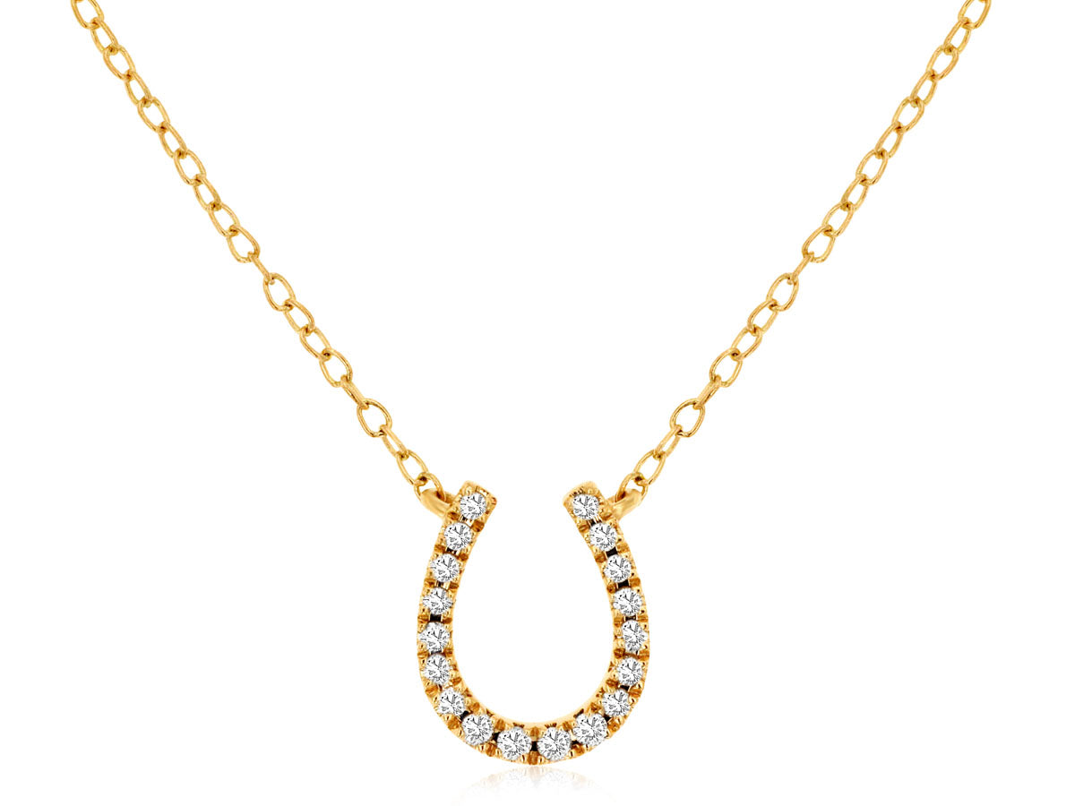14kt Yellow Gold Diamond Horseshoe Necklace