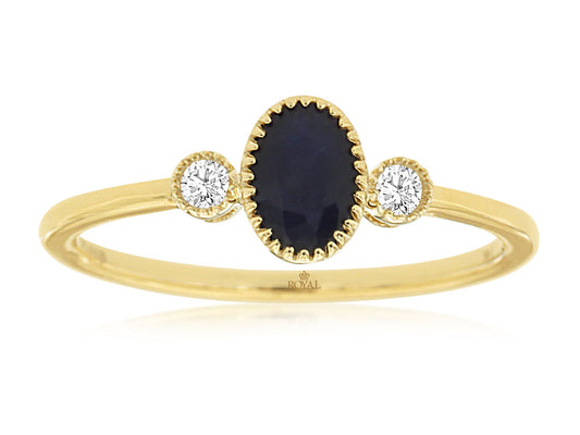 14kt Yellow Gold Sapphire & Diamond Oval Ring