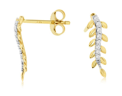 14kt Yellow Gold Diamond Vine Earrings