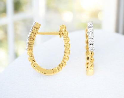 14kt Yellow Gold Diamond Hoop Earrings