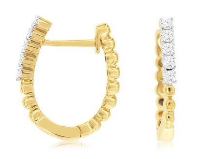 14kt Yellow Gold Diamond Hoop Earrings