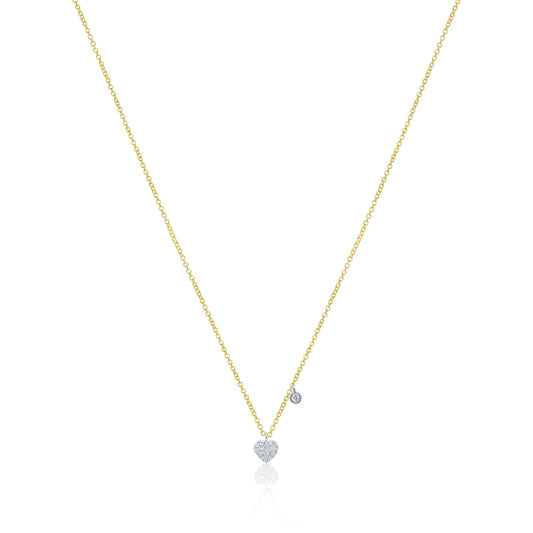 Dainty Diamond Heart and Bezel Necklace