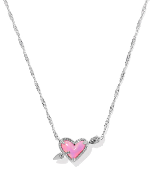 Ari Heart Arrow Silver Short Pendant Necklace