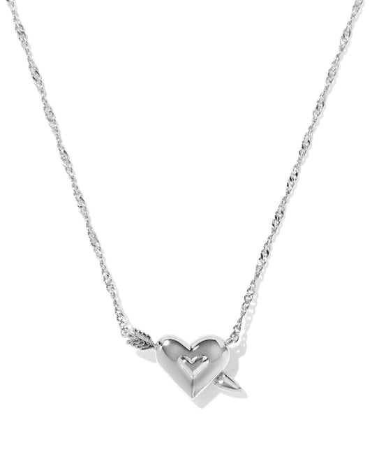 Ari Heart Arrow Silver Short Pendant Necklace