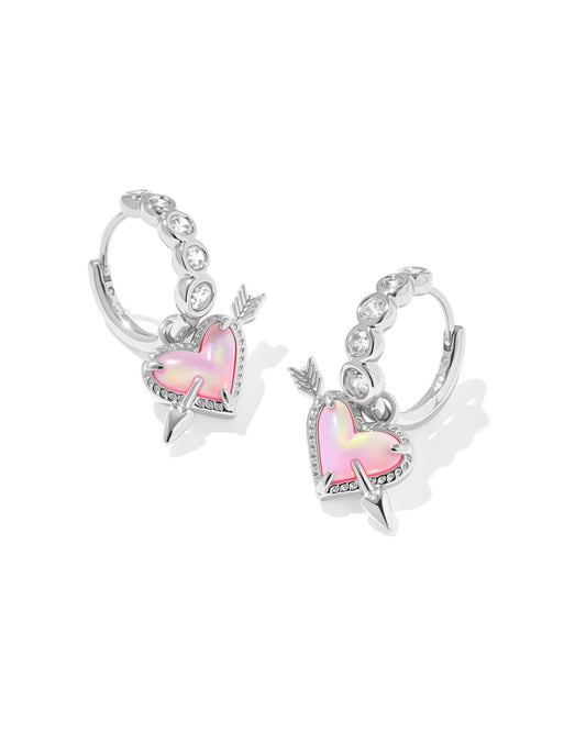Ari Heart Arrow Silver Convertible Huggie Earrings