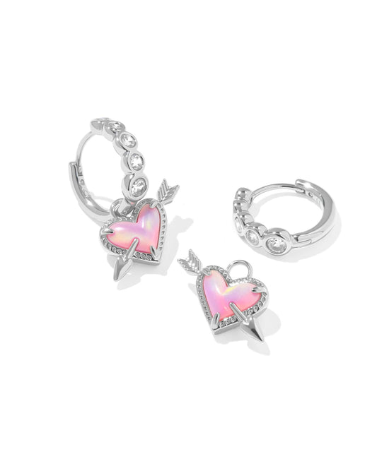 Ari Heart Arrow Silver Convertible Huggie Earrings