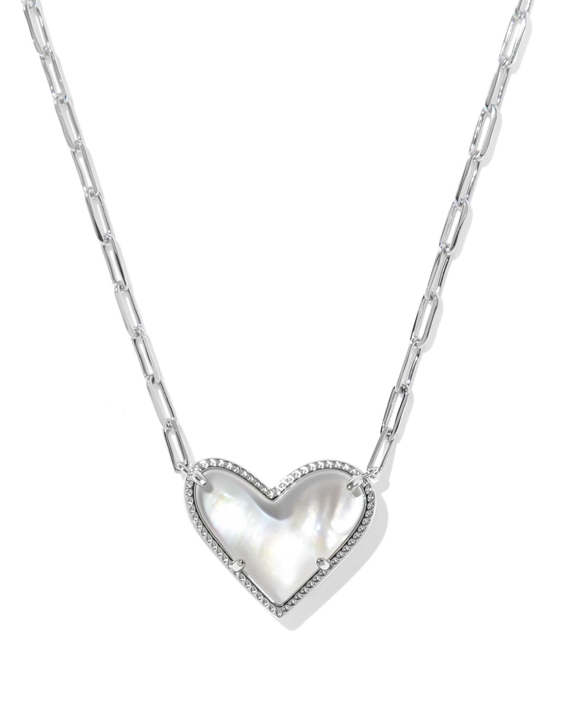 Ari Heart Statement Silver Short Pendant Necklace