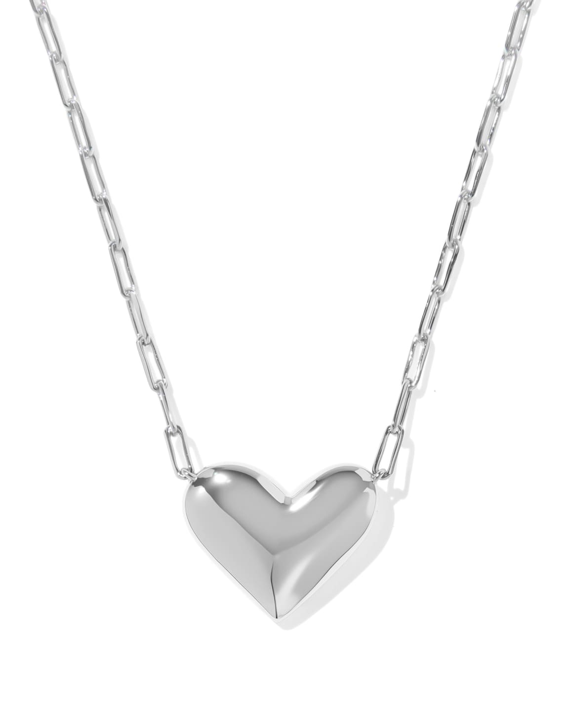 Ari Heart Statement Silver Short Pendant Necklace