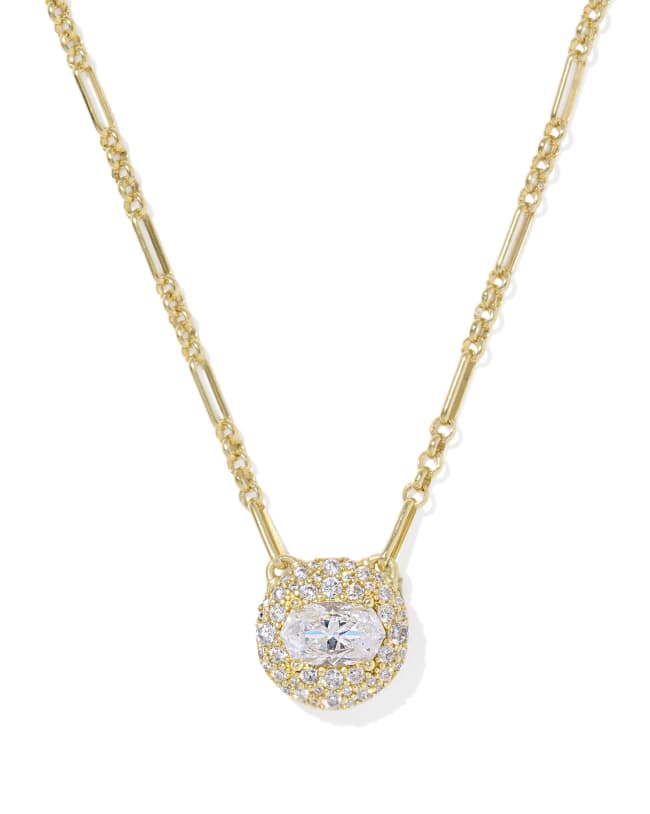 Bella Gold Short Pendant Necklace in White CZ