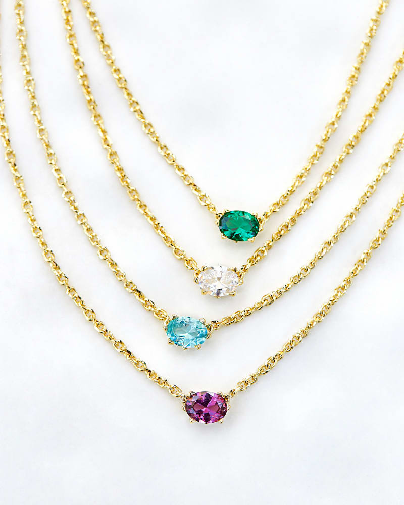 Cailin Gold Pendant Necklace in Aqua Crystal