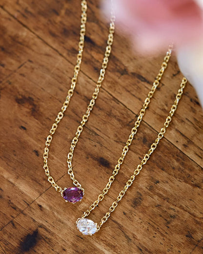 Cailin Gold Pendant Necklace in Purple Crystal