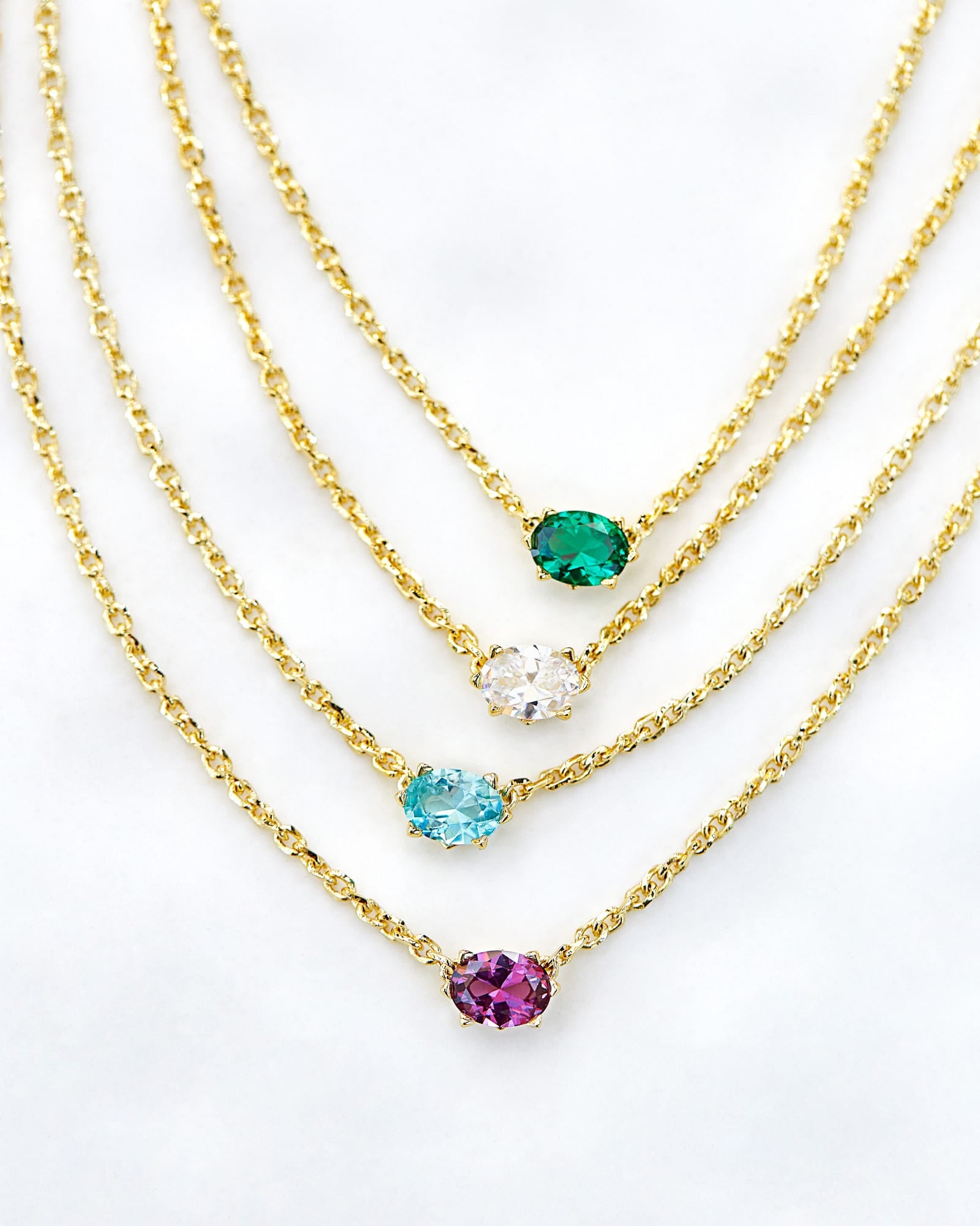 Cailin Gold Pendant Necklace in White CZ
