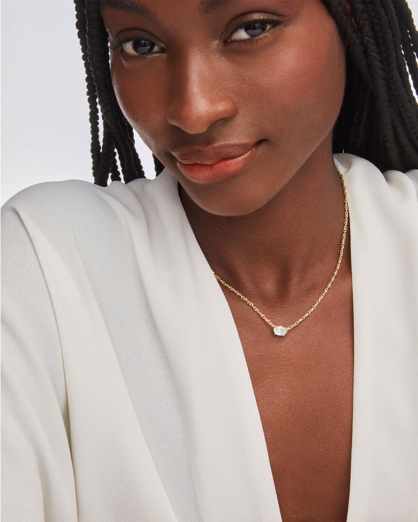Cailin Gold Pendant Necklace in White CZ