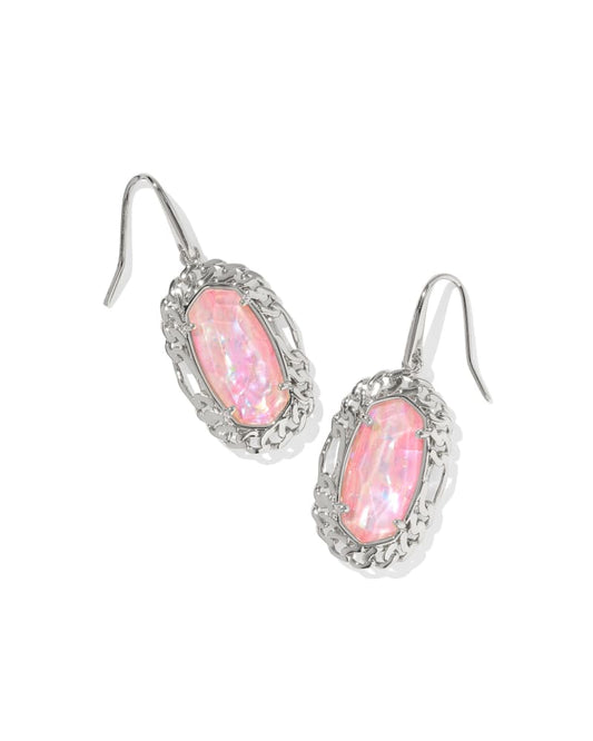 Dani Silver Figaro Frame Drop Earrings in Pink Iridescent Mother-of-Pearl