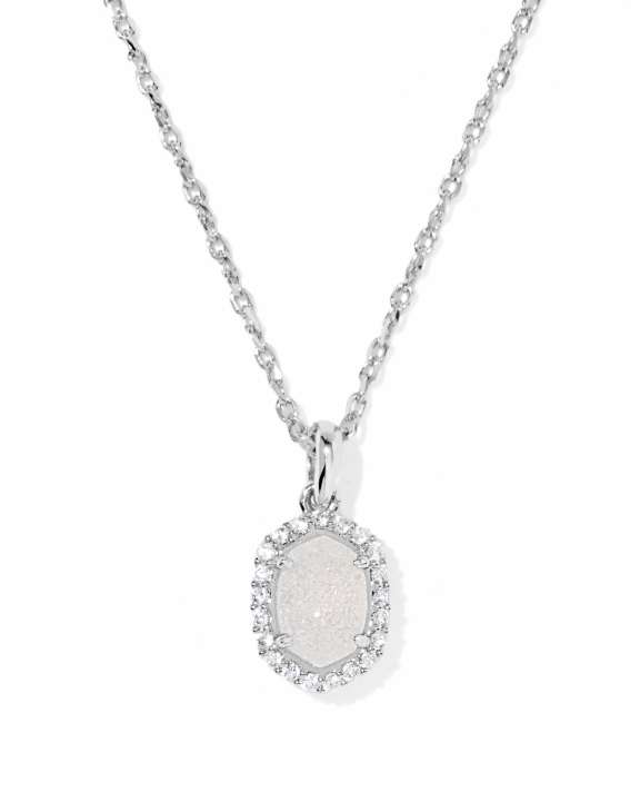 Daphne Silver Crystal Frame Short Pendant Necklace