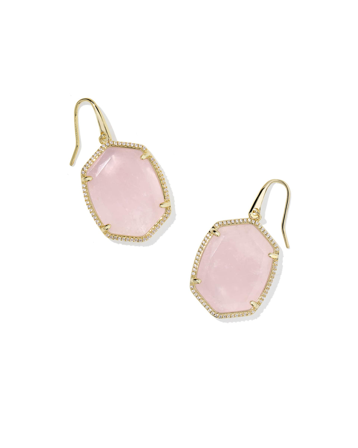 Daphne Gold Pave Frame Drop Earrings