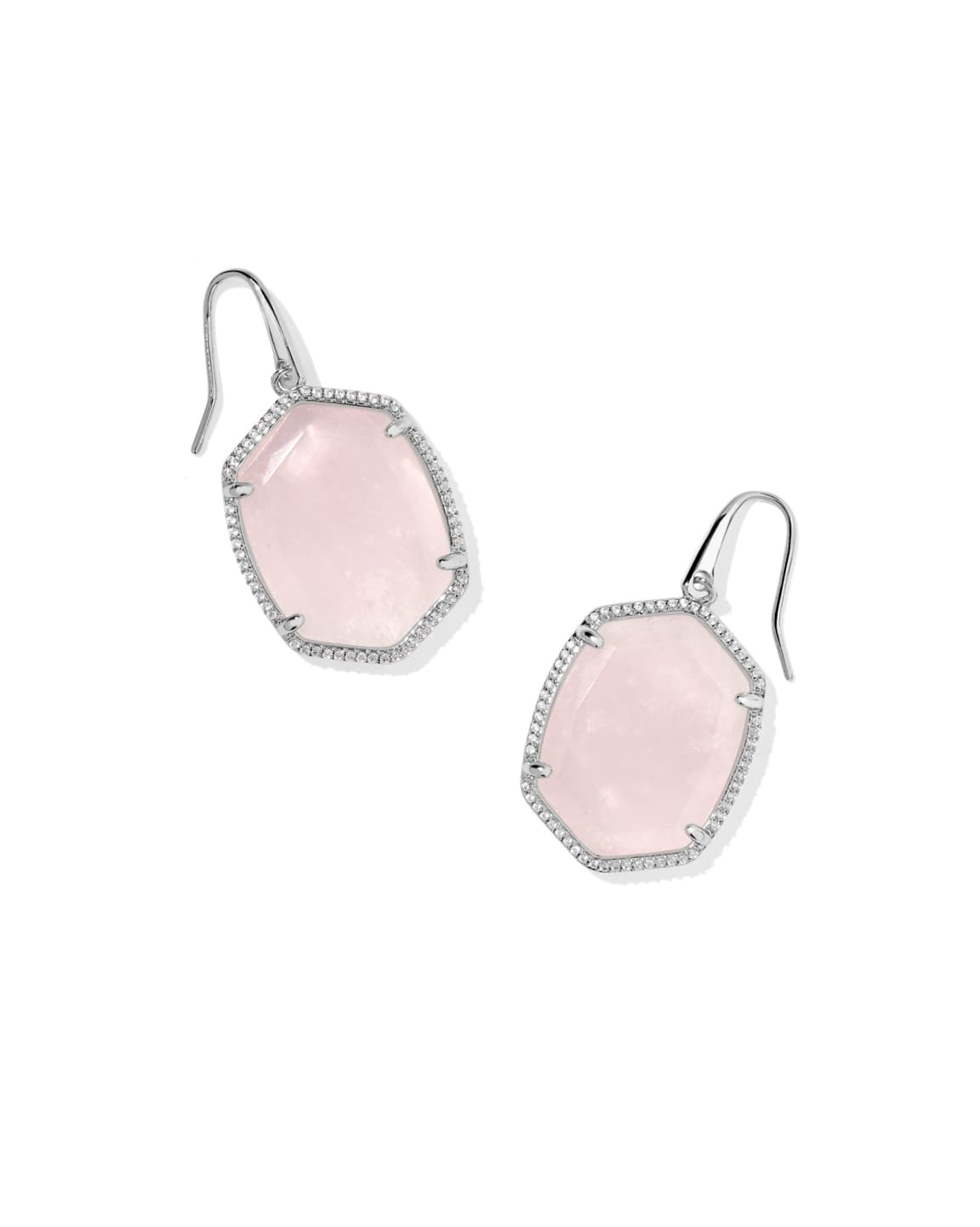Daphne Silver Pave Frame Drop Earrings