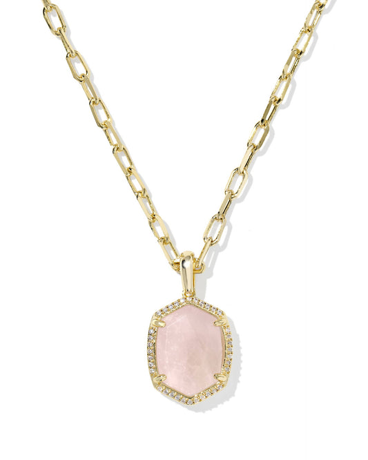 Daphne Gold Pave Frame Short Pendant Necklace