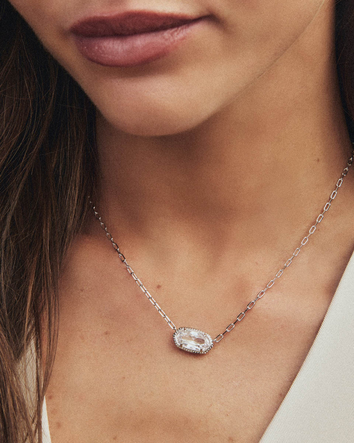Elisa Luxe Silver Short Pendant Necklace