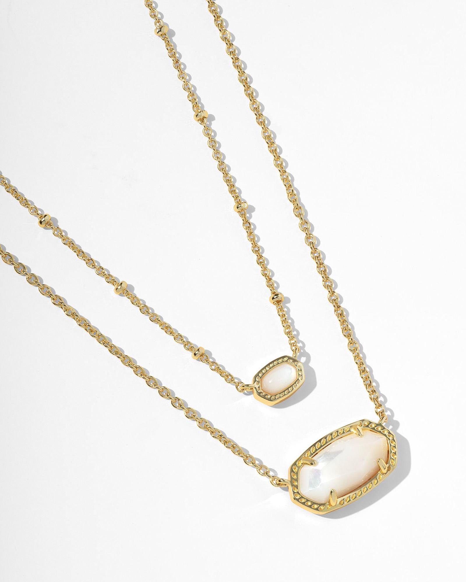 Mini Elisa Gold Satellite Short Pendant Necklace in Ivory Mother-of-Pearl