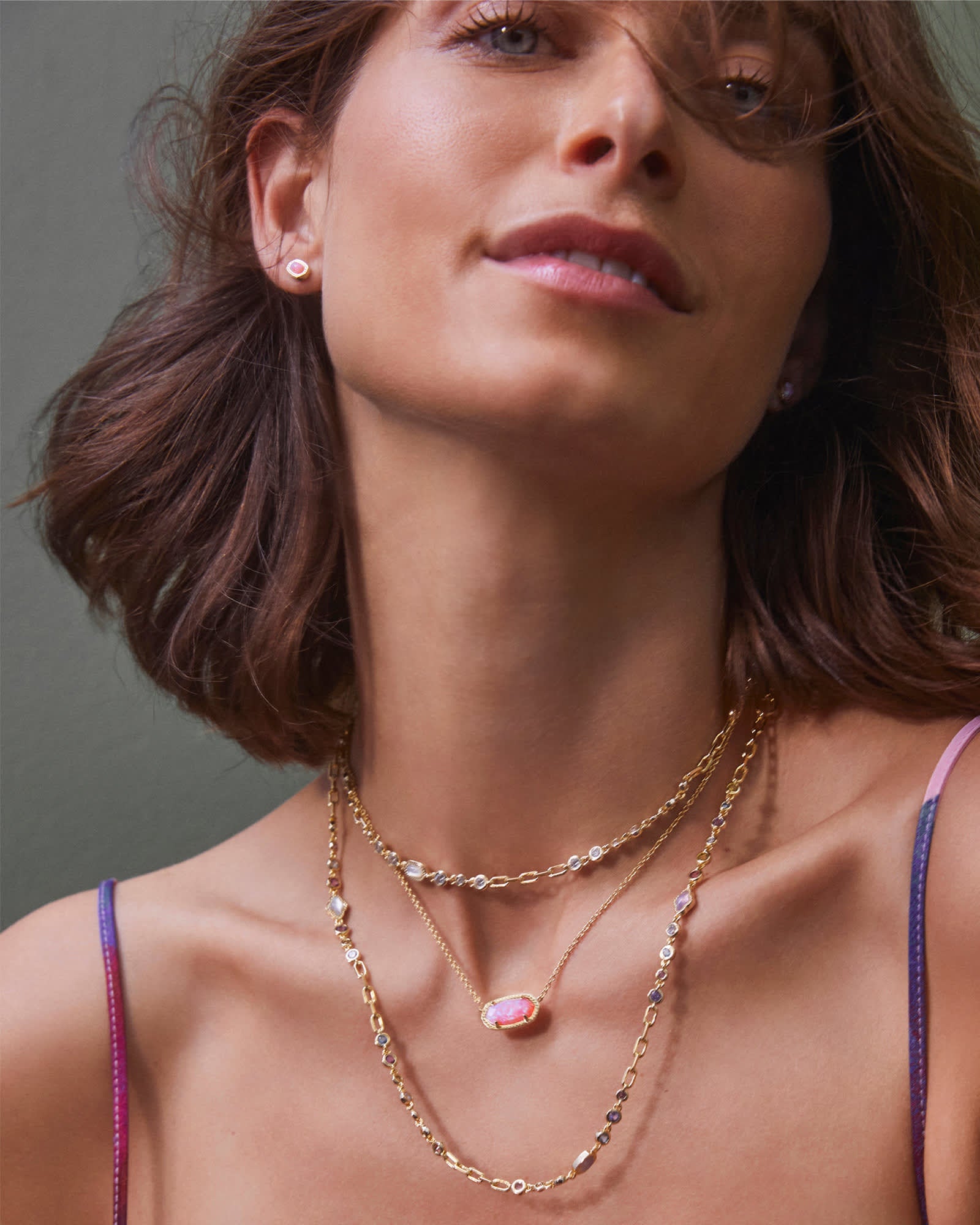 Elisa Gold Short Pendant Necklace In Carnation Kyocera Opal