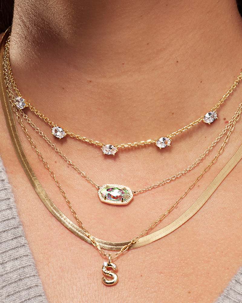 Elisa Gold Pendant Necklace in Dichroic Glass