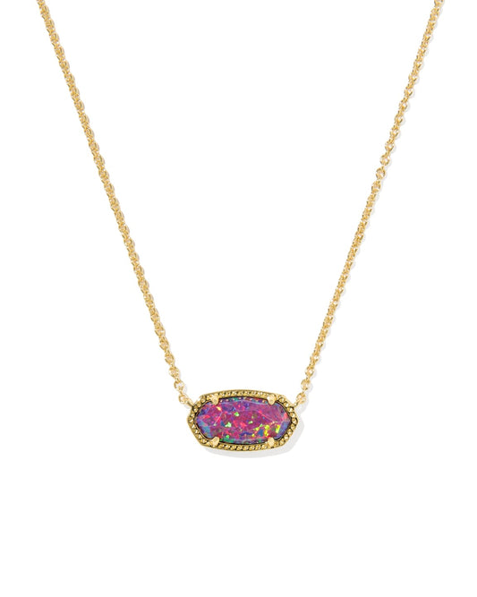 Elisa Gold Short Pendant Necklace In Dark Lavender Kyocera Opal