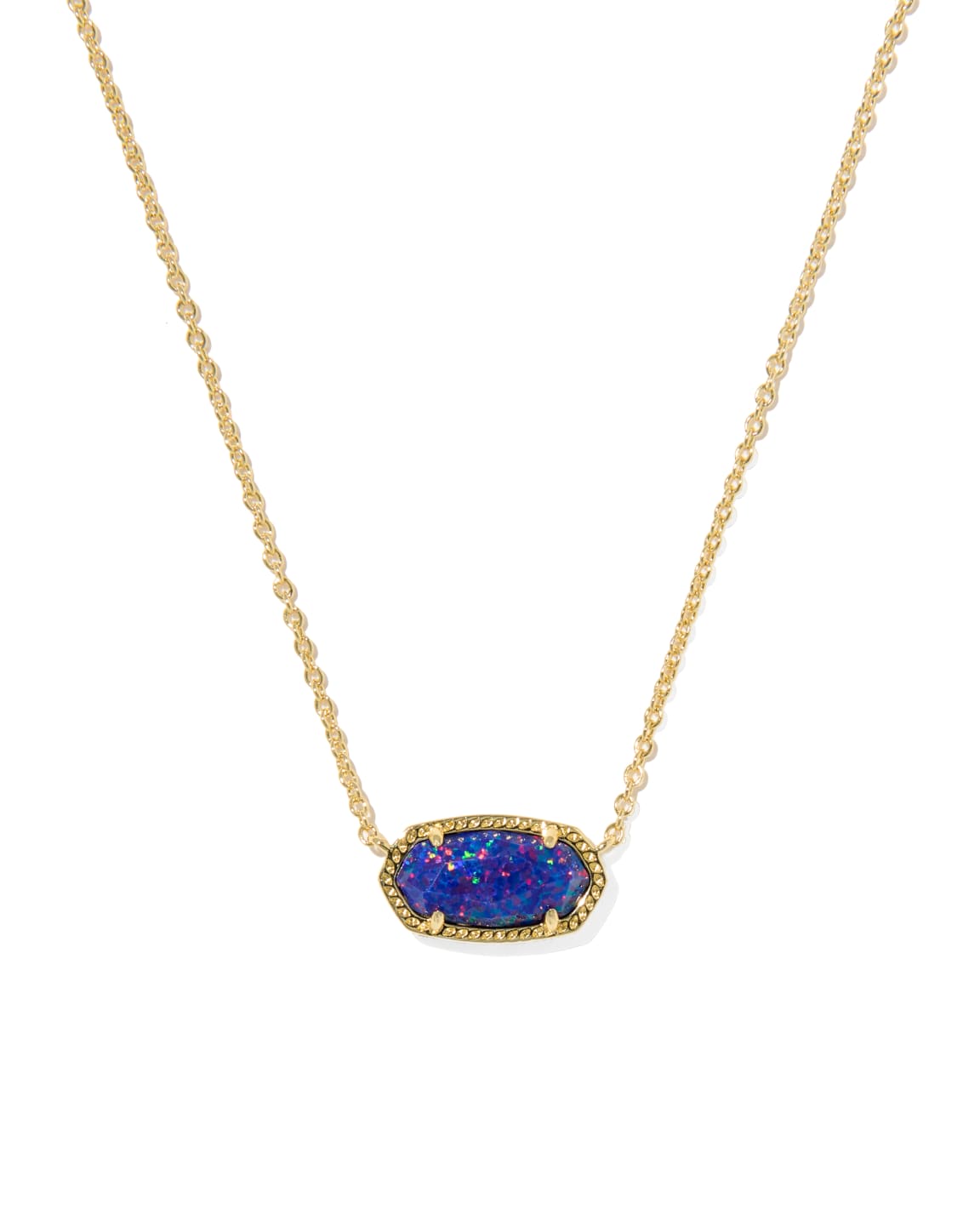 Elisa Gold Short Pendant Necklace In Indigo Kyocera Opal