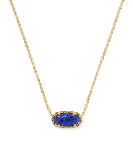 Elisa Gold Short Pendant Necklace In Indigo Kyocera Opal