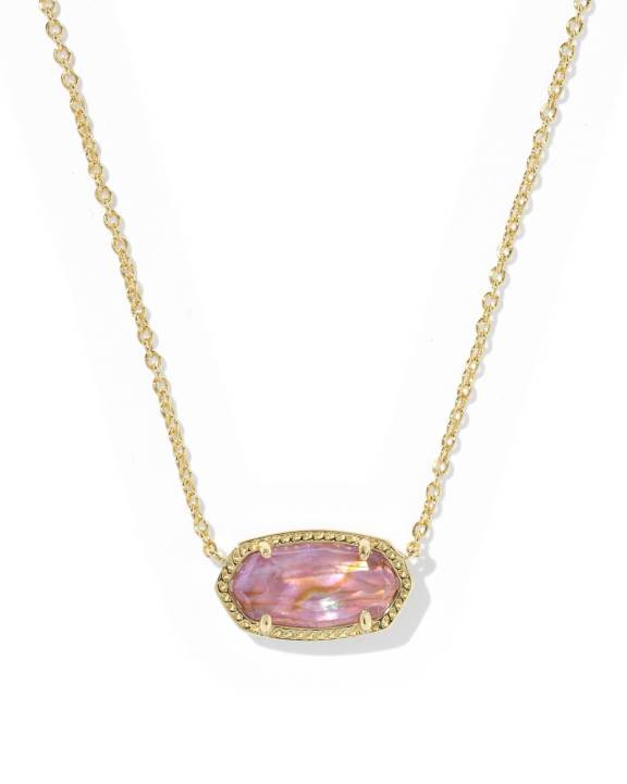 Elisa Gold Pendant Necklace in Light Mauve Illusion
